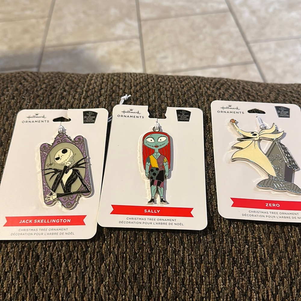 New 3 Hallmark Night Before Christmas ornaments Jack, Sally, Zero.